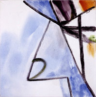 R.B. Kitaj / My Fourth Jewish Abstract, 2002 - 2003 / 
oil and charcoal on canvas / 
12 x 12 inches (30.5 x 30.5 cm)
