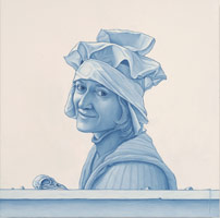 Joseph Biel / 
Portrait (Hilary), 2007 / 
watercolor & latex on panel / 
12 x 12 in. (30.5 x 30.5 cm) / 
Private collection 