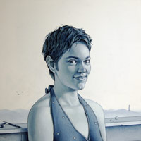 Joseph Biel / 
Portrait (Holly), 2007 / 
watercolor & latex on panel / 
12 x 12 in. (30.5 x 30.5 cm)