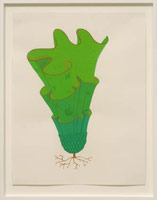 Eduardo Sarabia / 
Selfish Gene (Corporate Alien), 2007 / 
gouache on paper / 
Paper: 24 x 18 in. (61 x 45.7 cm) / 
Framed: 27 1/4 x 21 3/8 in. (69.2 x 54.3 cm) / 
Private collection 