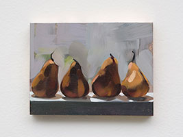 Rebecca Campbell / 
Pears, 2020 / 
oil and gold leaf on panel / 
5 7/8 x 7 7/8 in. (14.9 x 20 cm)