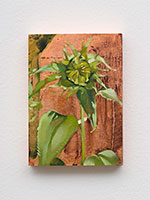 Rebecca Campbell / 
Sunflower, 2020 / 
oil and copper leaf on panel / 
7 x 5 in. (17.8 x 12.7 cm)