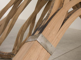 Dead Leg (detail), 2007 / 
oak and stainless steel / 
8 x 28 x 9 feet (2.4 x 8.5 x 2.7 m) 