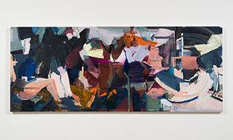 Sarah Awad / 
Magic Dance, 2020 / 
oil and vinyl on canvas / 
48 x 120 in. (121.9 x 304.8 cm)