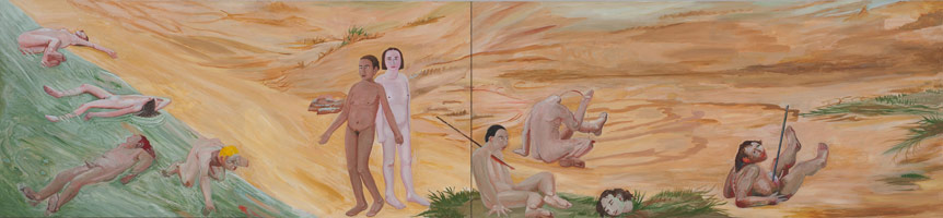 Charles Garabedian / 
Study for the Iliad, 1991 - 2008  / 
acrylic on canvas  / 
Diptych: 50 x 216 in. (127 x 548.6 cm)