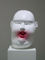 Tanya Batura / 
Precious, 2005 / 
clay and acrylic / 
12 1/2 x 10 in x 10 in. (31.75 x 25.4 x 25.4 cm) / 
pedestal: 46 x 10 x 9 in. (116.8 x 25.4 x 22.9 cm)
