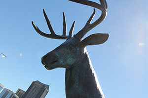 Terry Allen / 
Scioto Lounge, 2013-2014 / 
Three unique bronze sculptures / 
Genoa Park, Columbus, Ohio / 
Photo by Nick George