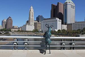 Terry Allen / 
Scioto Lounge, 2013-2014 / 
Three unique bronze sculptures / 
Genoa Park, Columbus, Ohio / 
Photo by Nick George