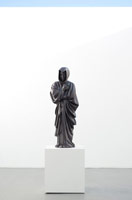 Tia Pulitzer / 
The Mourner, 2009 / 
bronze; heat sensitive urethane paint / 
sculpture: 48 x 15 x 12 1/2 in. (121.9 x 38.1 x 31.8 cm); / 
pedestal: 24 x 22 x 22 in. (61 x 55.9 x 55.9 cm); / 
overall: 72 x 22 x 22 in. (182.9 x 55.9 x 55.9 cm) / 
Private collection