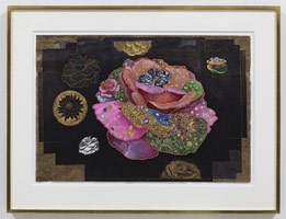 Tom Wudl / 
Unattached, Unbound, Liberated Kindness, 2013 / 
pencil, gouache, 22 karat gold, and gum arabic on rice paper / 
25 x 36 1/2 in. (63.5 x 92.7 cm) / 
framed: 35 1/2 x 46 1/2 in. (90.2 x 118.1 cm)