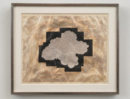 Tom Wudl / 
Cloud Blossom, 2011 / 
      pencil, oil paint and silver leaf on vellum / 
      image: 13 1/4 x 16 1/2 in. (33.7 x 41.9 cm)  / 
      sheet: 18 x 21 1/4 in. (45.7 x 54 cm) / 
      Private collection 