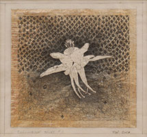 Tom Wudl / 
Universal Purity, 2010  / 
      oil, pencil and silver leaf on vellum paper / 
      image: 3 3/4 x 4 in. (9.5 x 10.2 cm)  / 
      paper: 12 x 11 in. (30.5 x 27.9 cm) 