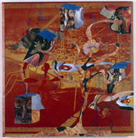 Three Nights in Venice (#5-1999), 1999 / 
found and fabricated printed tin collaged on plywood with steel brads / 
32 x 32 in (81.3 x 81.3 cm) / 
Private collection