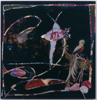 Zipangu (#13-1999), 1999 / 
found metal collage on plywood w/ steel brads / 
33 x 32 in (81.3 x 81.3 cm) / 
Private collection