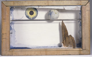 Joseph Cornell / 
Lunar Scape March 8, 1957 / 
box construction / 
9 x 14 11/16 x 2 15/16 in (22.9 x 37.3 x 7.5 cm) / 
Private collection
