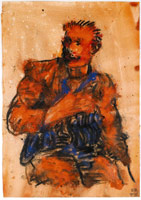 Tony Bevan / 
Figure of a man, 1987 / 
pastel and powdered pigment on paper / 
25 x 17 1/2 in. (63.5 x 44.5 cm)