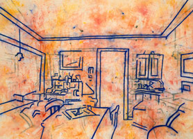 Tony Bevan / 
Interior (PC085), 2008 / 
acrylic on canvas / 
73 x 101 in. (185.4 x 256.5 cm)