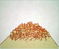 Tony Bevan / 
Table Top (PC061), 2006 / 
acrylic, pigment and charcoal on canvas / 
75 x 95 in. (190.5 x 241.3 cm)