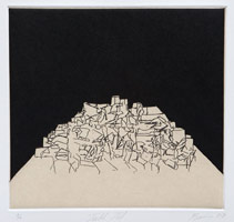 Tony Bevan / 
Table Top, 2007 / 
etching / 
Image: 7 1/4 x 7 7/8 in. (18.5 x 20 cm) / 
Paper: 16 3/4 x 16 in. (42.5 x 40.6 cm) / 
Edition 1 of 12