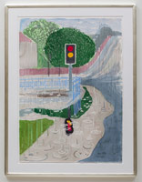 David Hockney / 
Traffic Light and Rain. Bridlington II, 2004 / 
watercolor on paper / 
41 1/2 x 29 1/2 in. (105.4 x 74.9 cm)  / 
framed: 44 1/2 x 32 3/4 in. (113 x 83.2 cm) / 
Private collection