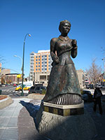 Alison Saar / 
Swing Low: Harriet Tubman Memorial / 
122nd and Frederick Douglass Ave. / 
Commissioned by the City of New York / 
13'x21'x9' (with base)