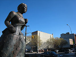 Alison Saar / 
Swing Low: Harriet Tubman Memorial (detail) / 
122nd and Frederick Douglass Ave. / 
Commissioned by the City of New York / 
13'x21'x9' (with base)