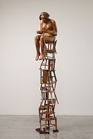 Alison Saar / 
Brood, 2008 / 
      found children's chairs, Fiberglass & bronze / 
      98 x 20 x 20 in. (approx) / 
      Private collection