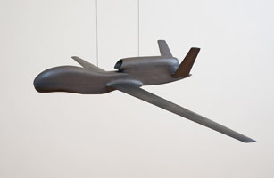 Ben Jackel / 
Global Hawk, 2009 / 
      mahogany, graphite / 
      36 L x 94 W x 12 H in. (91.4 x 238.8 x 30.5 cm)