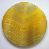 Jason Martin / 
Colibri Gold Tondo #2, 2005 / 
gel on polished stainless steel / 
Diameter: 68.9 in (175 cm) / Depth: 5.9 in (15 cm)