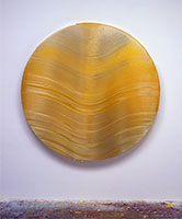 Jason Martin / 
Colibri Gold Tondo #2, 2005 / 
gel on polished stainless steel / 
Diameter: 68.9 in (175 cm) / Depth: 5.9 in (15 cm)