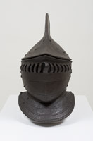 Ben Jackel / 
Burgonet with Buffe, 2013 / 
stoneware, beeswax / 
21 x 24 x 13 1/2 in. (53.3 x 61 x 34.3 cm)