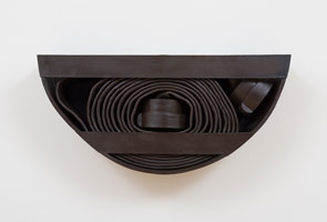 Ben Jackel / 
Coiled Navy Hose, 2014 / 
stoneware, beeswax / 
13 x 27 x 6 1/2 in. (33 x 68.6 x 16.5 cm)