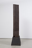 Ben Jackel / 
Dark Tower, 2017 / 
stoneware, Douglas Fir, graphite / 
84 x 20 x 28 in. (213.4 x 50.8 x 71.1 cm)