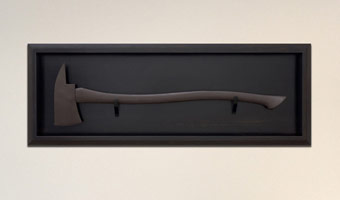 Ben Jackel / 
Fire Axe, 2008-2009 / 
stoneware, ebony / 
16 1/2 x 46 1/2 x 3 1/2 in (41.9 x 118.1 x 8.9 cm) / 
Private collection