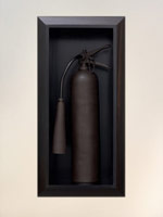 Ben Jackel / 
Fire extinguisher, CO2, 2008 - 2009 / 
stoneware; ebony; bronze / 
32 x 16 x 2 in. (81.3 x 40.6 x 5.1 cm) / 
Private collection