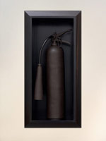 Ben Jackel / 
Fire extinguisher, CO2, 2008 - 2009 / 
stoneware; ebony; bronze / 
32 x 16 x 2 in. (81.3 x 40.6 x 5.1 cm) / 
Private collection