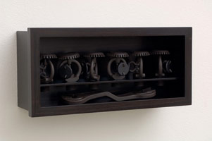 Ben Jackel / 
Sprinkler heads, 2008 - 2009 / 
stoneware; ebony / 
14 x 8 x 4 in. (35.6 x 20.3 x 10.2 cm) / 
Private collection