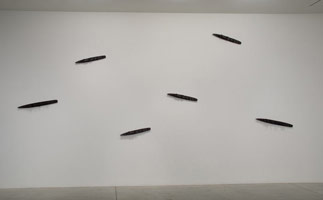 Ben Jackel / 
'Miles to Go Until We Sleep' installation, 2008 - 2009 / 
stoneware; ebony / 
variable dimensions