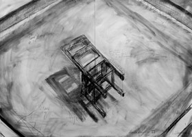 Bruce Nauman / 
South America, 1981 / 
graphite on paper / 
60 x 85 5/8 in (152.4 x 148.6 cm) / 
Private collection