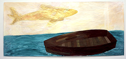 The Alabama and the Kearsage, 2003 - 04 / 
acrylic on paper / 
48 x 105-1/2 in (121.9 x 268 cm)
