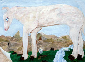 Mythical Beast, 2003 - 04 / 
crayon and acrylic on paper / 
48 x 69 in (121.9 x 142.2 cm)
