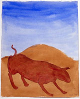 Charles Garabedian / 
Desert Bull, 2006 / 
      acrylic on paper / 
      Paper: 20 5/8 x 16 3/8 in. (52.4 x 41.6 cm) / 
      Framed: 28 1/2 x 24 1/4 in.
      (72.4 x 61.6 cm)