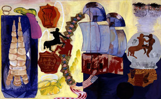 Charles Garabedian / 
Looking for Alexander, 1986 - 96  / 
acrylic on canvas  / 
42 x 68 in. (106.7 x 172.7 cm)