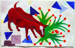 Charles Garabedian / 
Mexican Dog, 2006 / 
      acrylic on paper / 
      Paper: 7 1/2 x 12 1/4 in. (19.1 x 31.1 cm) / 
      Framed: 15 x 19 1/2 in. (38.1 x 49.5 cm) / 
      Private collection