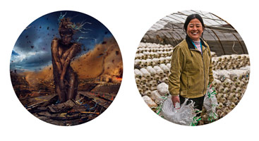 Chen Man / 
Five Elements: Earth, 2011 / 
Diasec mounted C-print (diptych) / 
panel 1: 56 1/2 x 55 in. (143.48 x 140 cm)  / 
panel 2: 33 1/4 x 31 1/2 in. (84.53 x 80 cm) / 
Edition 2 of 7