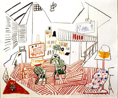 David Hockney / 
Pembroke Studio Interior, 1984 / 
lithograph ed. 3/70 / 
unframed: 40 1/2 x 49 1/2 in. (102.9 x 125.7 cm) / 
framed: 46 x 55 in. (116.8 x 139.7 cm) / 
Private collection