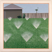David Hockney / 
A Lawn Sprinkler, 1967 / 
acrylic on canvas / 
48 X 48 (122 X 122 cm) / 
Private collection
