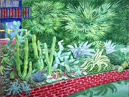 David Hockney  / 
Cactus Garden IV, 2003 / 
watercolor on paper (4 panels) / 
36 1/4 x 48 in. (92.1 x 121.9 cm) / 
Private collection