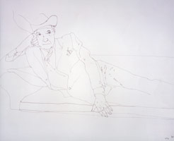 David Hockney / 
Cecil Beaton, 1970 / 
ink on paper / 
14 x 17 in. (35.6 x 43.1 cm) / 
Private collection