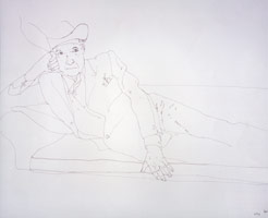 David Hockney / 
Cecil Beaton, 1970 / 
ink on paper / 
14 x 17 in. (35.6 x 43.1 cm) / 
Private collection